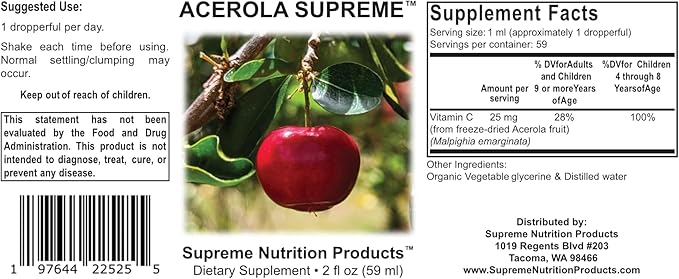 Supreme Nutrition Acerola Supreme Tincture, 2 fl oz | 59 Servings