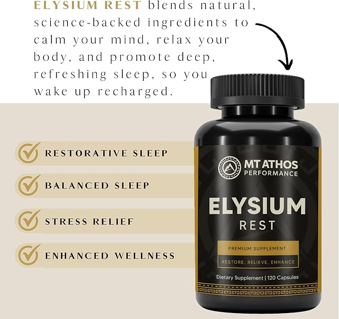 Elysium Rest | Supports Mental and Physical Rejuvenation, Calmness, and Tranquility | 30 Servings - 120 Capsules
