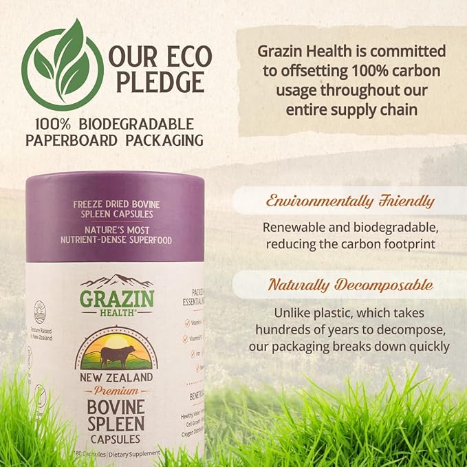 Grass Fed Bovine Spleen: 3000 Mg per Serving (30 Servings)
