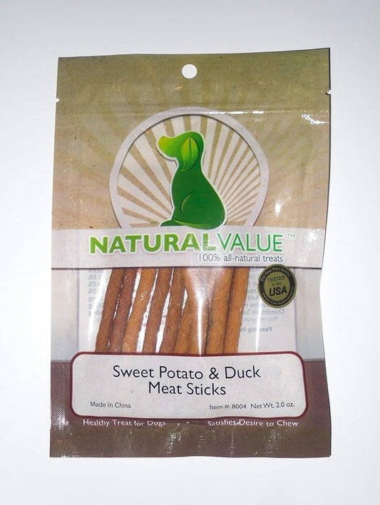 Natural Value Sweet Potato & Duck Soft Chew Meat Sticks Contains Glucosamine & Chondroitin for Hip & Joint Health(This is a 2 Pack)