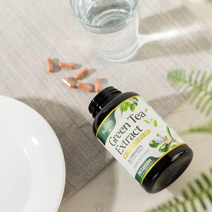 Green Tea Extract Pills 1000mg with EGCG for Heart Support with Antioxidants - 98% Standardized Polyphenols - 3X Absorption Green Tea Capsules for Natural Energy, Gentle Caffeine - 240 Capsules