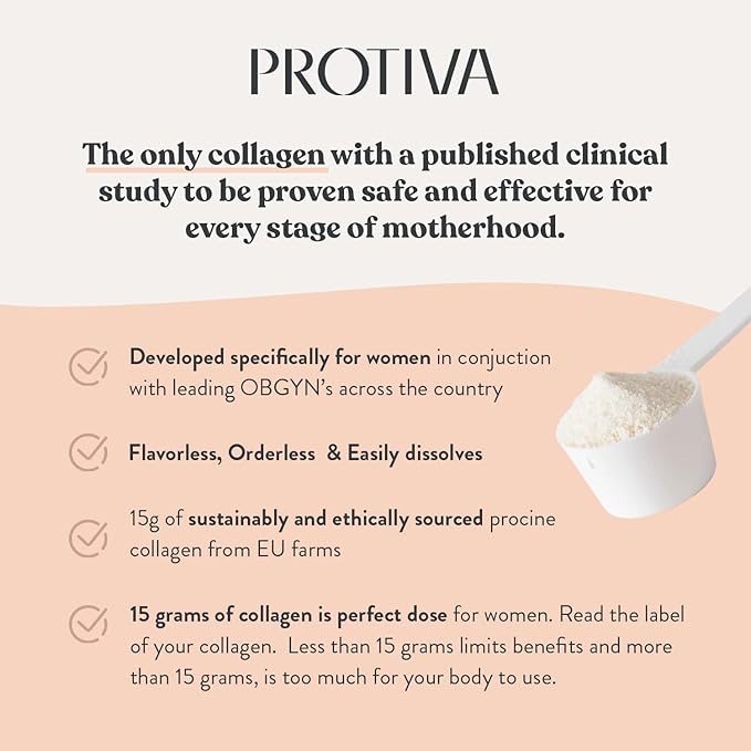 PROTIVA Thrive Collagen Powder for Women - 16 oz (450 g) Unflavored Everyday Collagen Peptide Powder Clinically Proven Safe for Pregnancy and Breastfeeding, May Help Reduce Stretch Marks