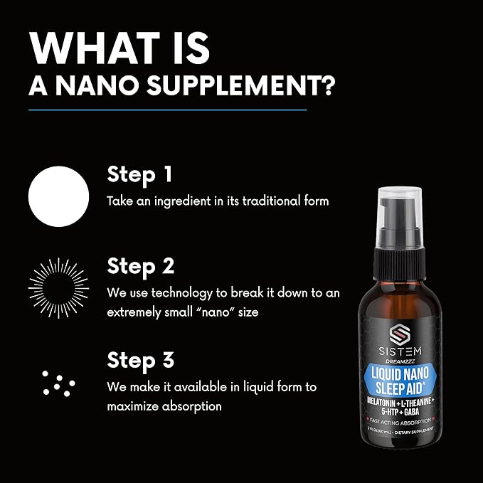 Dreamzzz by Sistem - Liquid Nano Sleep Aid Spray with Melatonin, GABA, L-Theanine, 5-HTP Supplement Blend, Promotes Calm, Restful Sleep & Restoration for Adults