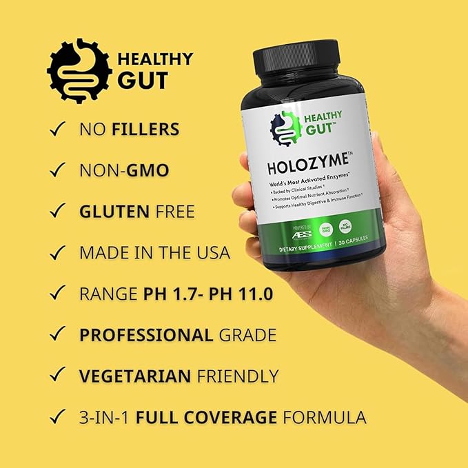 HoloZyme Max Strength Digestive Enzymes | Prevents Bloating, Gas, & Indigestion w/Protease, Amylase, Lipase, Lactase, and More | 15 Servings (Sample Bottle)