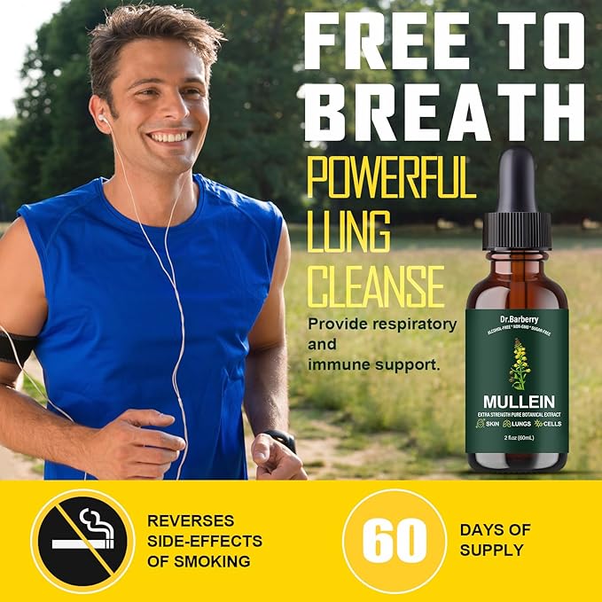 Mullein Drops for Lungs - Lung Detox for Respiratory System, Supports Overall Lung Health, Natural Echinacea Herbal Supplements, Non-GMO, Vegetarian (2 Fl Oz (Pack of 1))