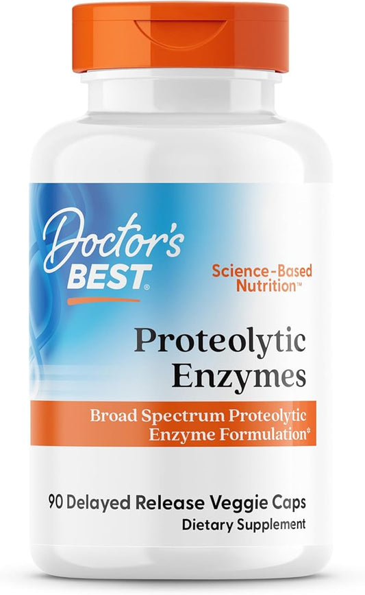 Doctors Best Proteolytic Enzymes, Broad Spectrum Proteolytic Enzyme Formulation, Non-GMO, Vegetarian 90 Delayed Release Veggie Caps