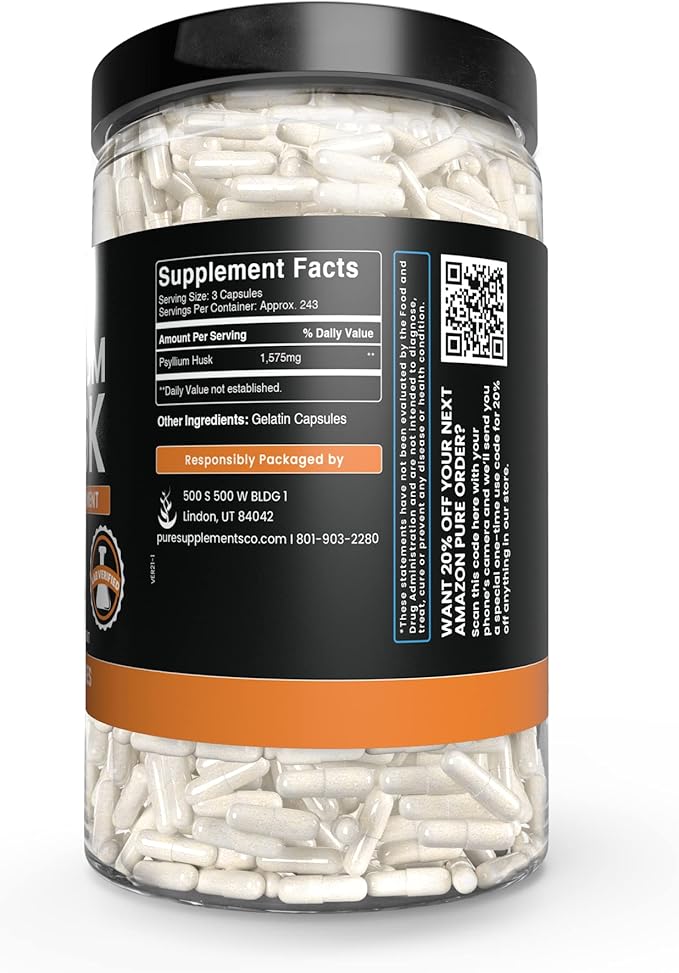 PURE ORIGINAL INGREDIENTS Psyllium Husk, Ceylon Cinnamon, & Apple Cider Vinegar Bundle, 730 Capsules Each, Lab Verified