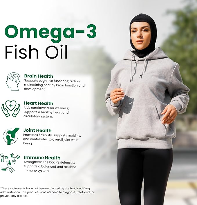 Zaytun Halal Fish Oil 1200mg Omega 3, Premium EPA/DHA, One Per Day, Supports Brain, Heart, Joint Health - 4 Months Supply, Lemon Flavor, Keto Friendly, Gluten Free - Halal Vitamins