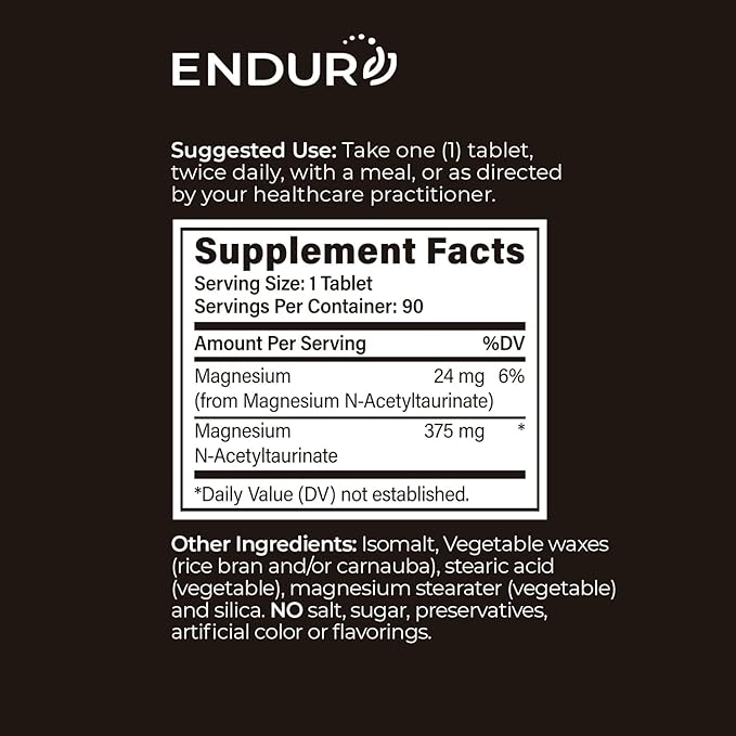 TauroMag-SR, Magnesium N-Acetyl Taurinate, Supports Brain Health & Cognitive Function, Memory Focus Supplements, Mood Support 375 mg, 90 Tablets