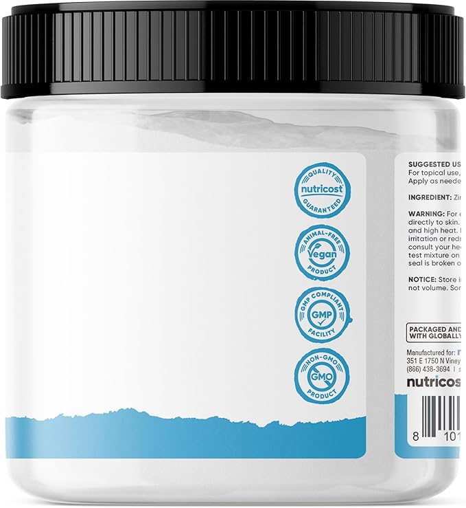 Nutricost Zinc Oxide Powder (500 Grams) 100% Pure, No additives - Vegan, Non-GMO, Nutricost Essentials