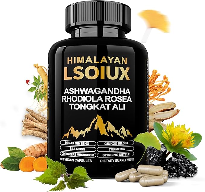 Shilajit Pure Himalayan Organic - 26500MG Shilajit for Men- Enriched with Fulvic Acid and Ashwagandha Ginseng Root Extract for Men/Women-120 Capsules