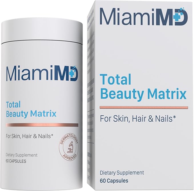 Total Beauty Matrix Collagen Supplements for Women - Collagen Capsules with Vitamin C for Hair, Skin and Nails - Cruelty Free - 60 Capsules