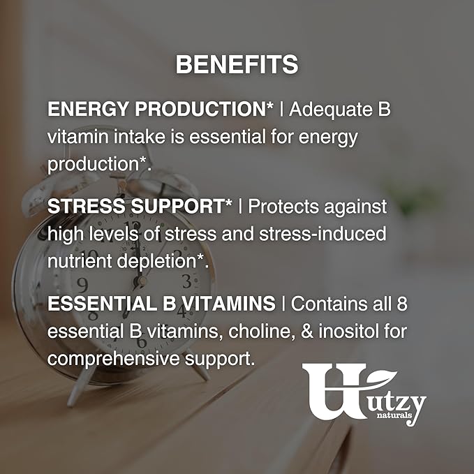 Vitamin B Complex | Contains All 8 Essential B Vitamins | with Choline and Inositol | 60 Capsules