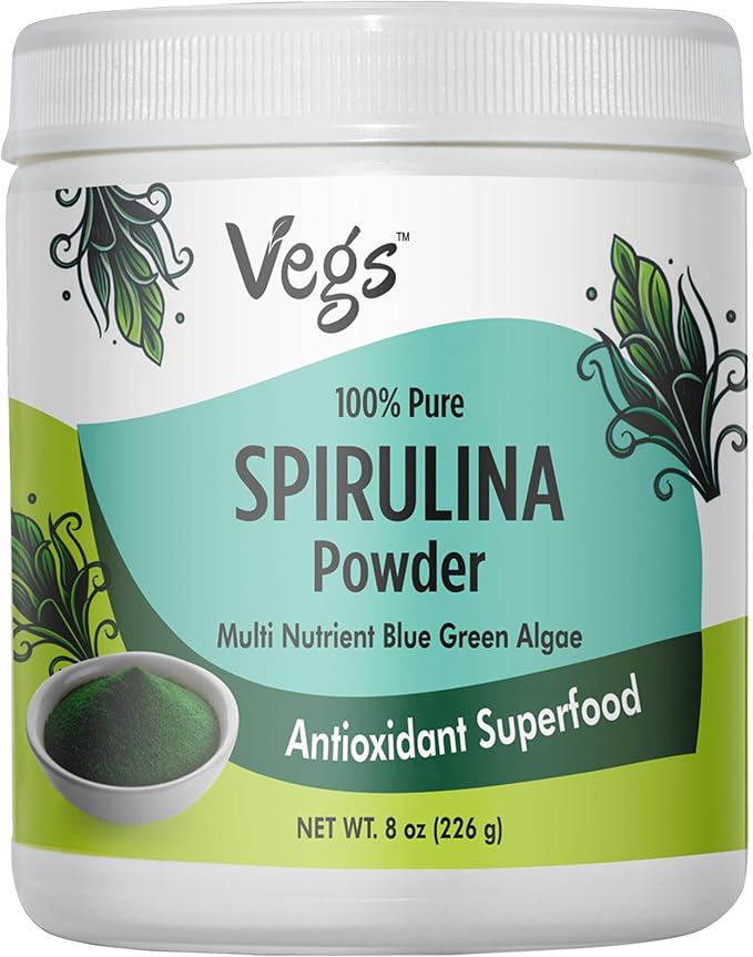 Organic Spirulina Powder - Blue Green Algae Plant-Based Superfood Blend - Antioxidant-Rich with Chlorophyll, Vitamins & Minerals for Cleansing, Energy & Immunity Support - Vegan, Non-GMO - 8 oz