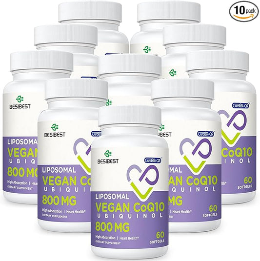 Liposomal Ubiquinol CoQ10 800 MG Softgel, High Absorption CoQ10 Ubiquinol Supplement, Active Coenzyme Q10 800mg, Powerful Antioxidant for Heart & Brain Function, Energy Production, 600 Vegan Softgels