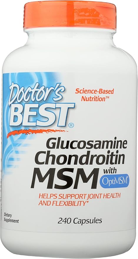 Doctors Best Glucosamine Chondroitin MSM with OptiMSM, Non-GMO, Vegan, 240 Capsule (Pack of 1)