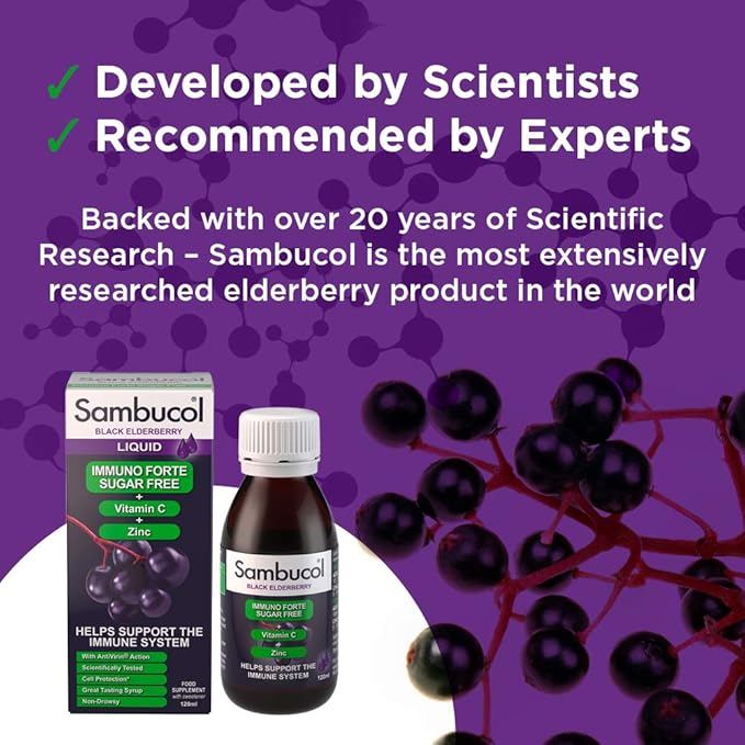 Sambucol Sugar-Free Black Elderberry Syrup - Sambucus Elderberry Syrup for Adults Immune Support, Elderberry Liquid, Elderberry Extract - 4 Fl Oz