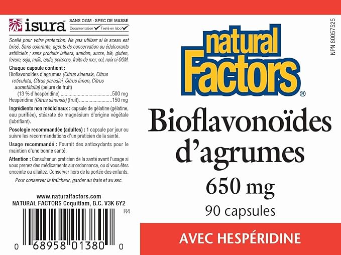 Natural Factors - Citrus Bioflavonoids 650mg, Support for The Body's Use of Vitamin C, 90 Capsules