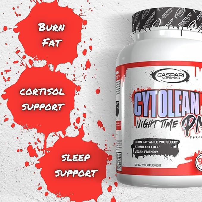 Gaspari Nutrition Cytolean PM: Nighttime Fat Burner with Melatonin Sleep Support, Stress Reduction, Stimulant Free, Vegan Friendly (90 Capsules)