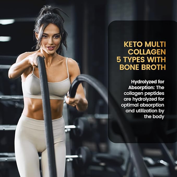 Keto Multi Collagen Peptides 16.2 oz, Pack of 2 - Bone Broth Protein Powder, 5 Types Hydrolyzed Collagen, MCT Oil, Unflavored Protein Powder for Joint, Skin, Hair & Gut Health
