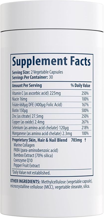 Total Beauty Matrix Collagen Supplements for Women - Collagen Capsules with Vitamin C for Hair, Skin and Nails - Cruelty Free - 60 Capsules