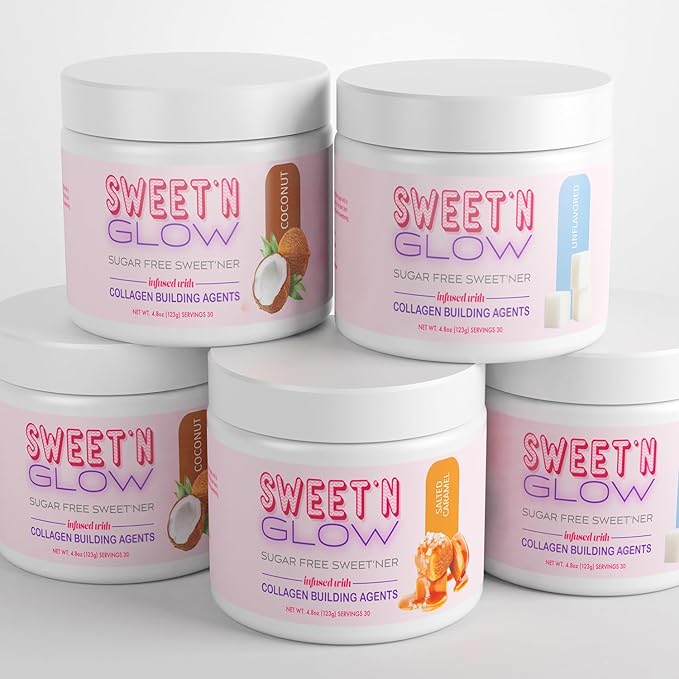 Project Ad Sweet' N Glow Zero Calorie Sugar Free Sweet'Ner with Collagen Building Agents (30 Servings, Coconut)