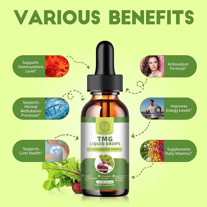 (2 Pack) TMG (Trimethylglycine) Supplement Liquid Drops & TMG (Trimethylglycine) Supplement Capsules