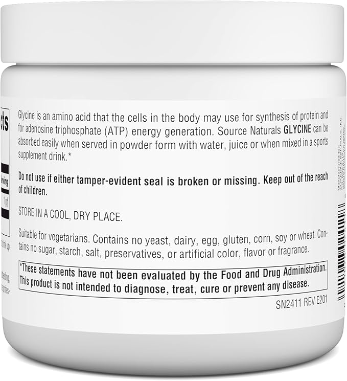 Source Naturals Glycine, for Protein Systhesis and Energy Generation*, 454 Grams - 8 oz Powder