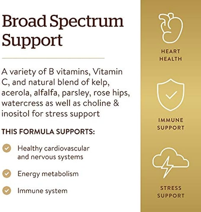 Solgar B-Complex with Vitamin C Stress Formula, 250 Tablets - Energy Metabolism, Nervous System & Immune Support - Non-GMO, Vegan, Gluten Free, Dairy Free, Kosher, Halal - 125 Servings