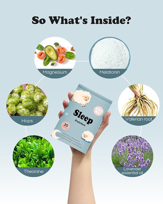 Sleep Patches, 30 Pack Upgraded Deep Sleep Patches for Adults, All Natural Deep Patch, for Men and Women, Cruelty Free Water Resistant Patch That Last All Night