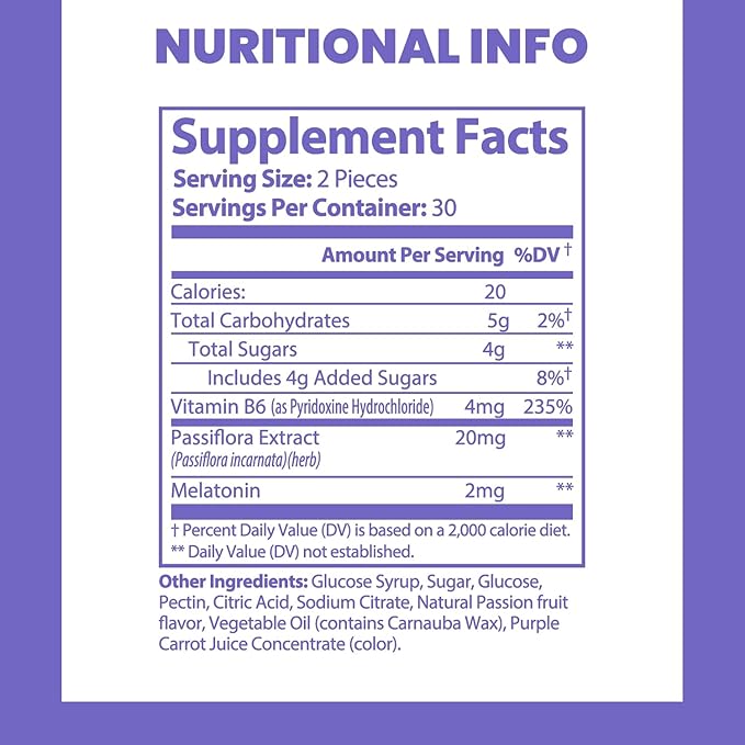 NUKA Blissful Sleep Gummies for Adults - Natural Sleep Aid with 2mg of Melatonin, Passiflora Extract & Vitaman B6 – Restful Sleep & Relaxation –Vegan & Gluten-Free- Passion Fruit 60 Gummies