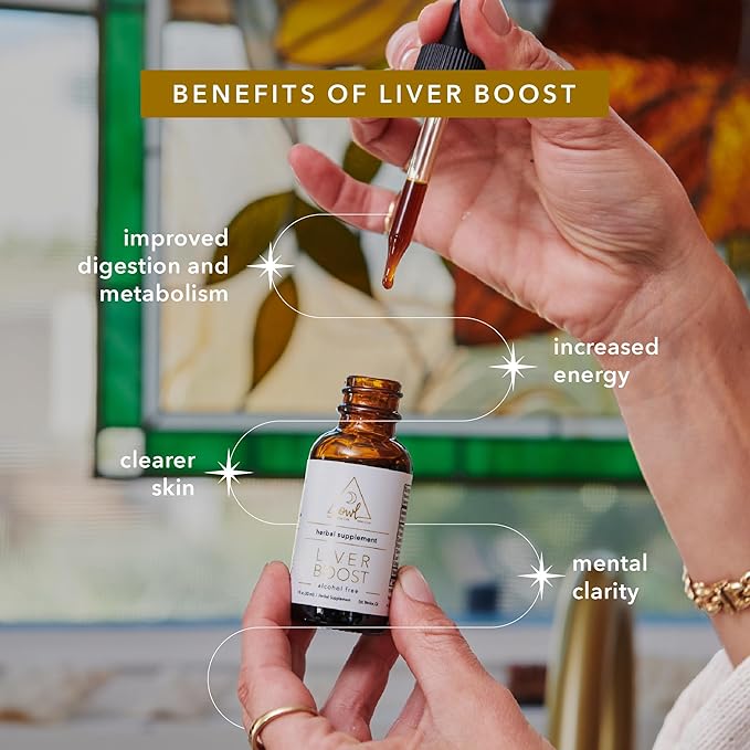 OWL Liver Boost Herbal Supplement – Natural Liver Support Tincture for Detoxification, Digestive Health, and Inflammation Reduction – 1 fl oz