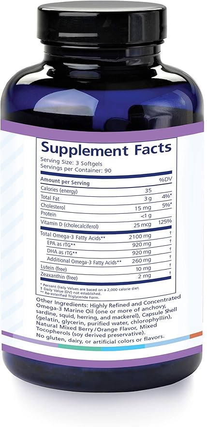 PRN Eye Omega Advantage (Eo3) – High DHA Supplement - 1400mg DHA & 400mg EPA in Re-Esterified Triglyceride - Important Nutrients for Macula & Retina Support – Eye Vitamins - 3 Month Supply