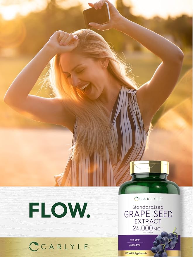 Carlyle Grape Seed Extract 24,000 mg Equivalent 240 Capsules | Maximum Strength Standardized Extract | Non-GMO, Gluten Free