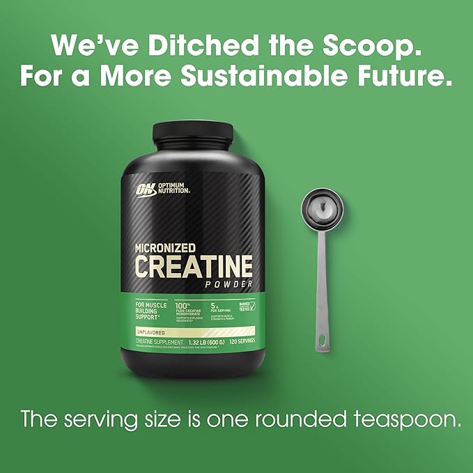 Optimum Nutrition Micronized Creatine Monohydrate Powder, Unflavored, 120 Servings, 600 Grams (Packaging May Vary)