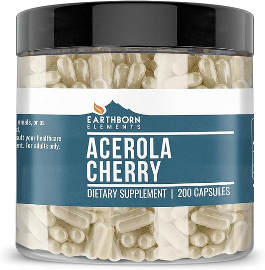 Earthborn Elements Acerola Cherry 200 Capsules, Pure & Undiluted, No Additives