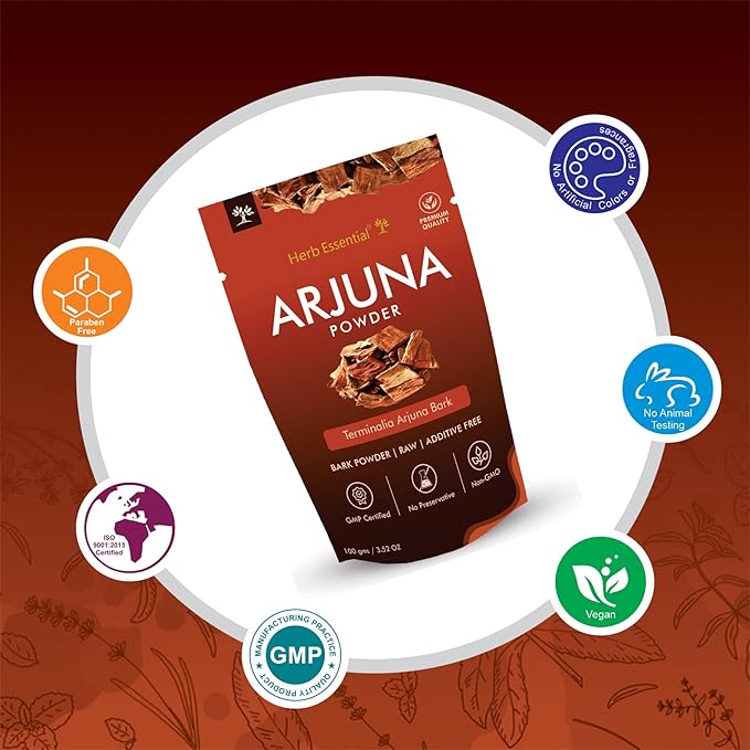 7.05 Ounce Arjuna Powder, Terminalia Arjuna Bark Supplement for Wellness, Polvo de corteza de Arjuna, No Preservatives, Vegan and GMP Certified- 3.52 Ounce (100g Pack of 2)