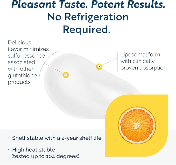 Researched Nutritionals Liposomal Glutathione (450mg) Liquid Gel + Vitamin C - Tri-Fortify - Aid Natural Energy, Immune Support & Detox - Clinically Researched for Absorption - Orange (5 Fl Oz)