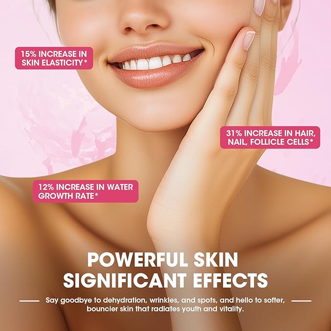 Collagen Peptides Drink, Collagen Peptides Liquid Drink with Coenzyme Q10, Hyaluronic Acid, Biotin & Vitamin C, Vitamin E, Collagen for Women Support Revitalize Skin Elasticity - Apple Flavor