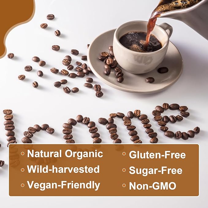 Mushroom Coffee - Lions Mane Mushroom Powder Instant Coffee with Lion's Mane, Reishi, Chaga, Cordyceps, and Turkey Tail - Mushroom Coffee Alternative for Energy,Focus, Brain Booster - Chocolate