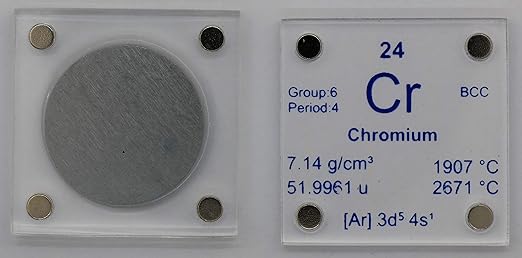 Chromium (Cr) 24.26mm Metal Disc with Acrylic Case for Collection or Experiments