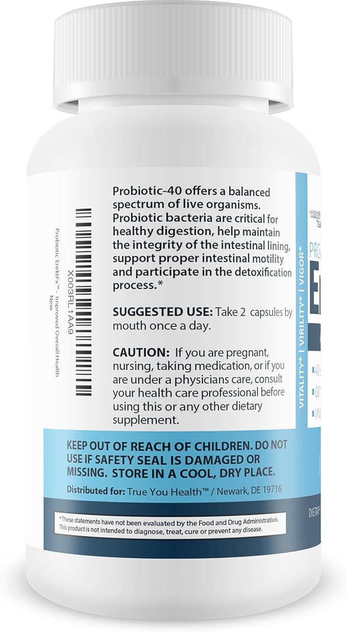 Probiotic ErektFx - Male Probiotics - Lift Your Gut Health to Support Your Overall Mind & Body - Over 40 Billion CFU’s of Probiotics Formulated for Men - Support Improved Overall Health