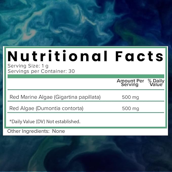 Holistic Bin Red Marine Algae Powder Gigartina and Dumontiacea Red Algae Supplements | Gluten Free, Vegan, Wild Harvested | Rich in Vegan Omega 3 (30 Grams)