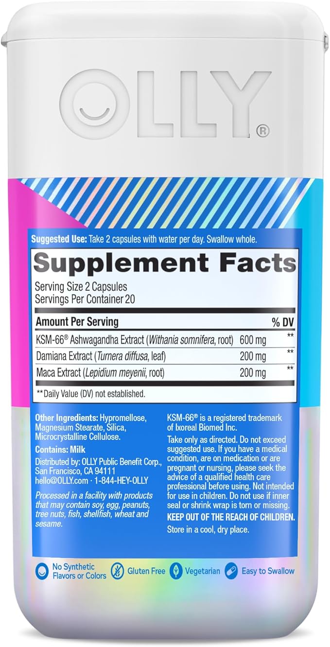 OLLY Lovin Libido Capsules, Boost Desire With Ashwagandha, Maca & Damiana, Vegetarian, Supplement for Women, 20 Day Supply - 40 Count