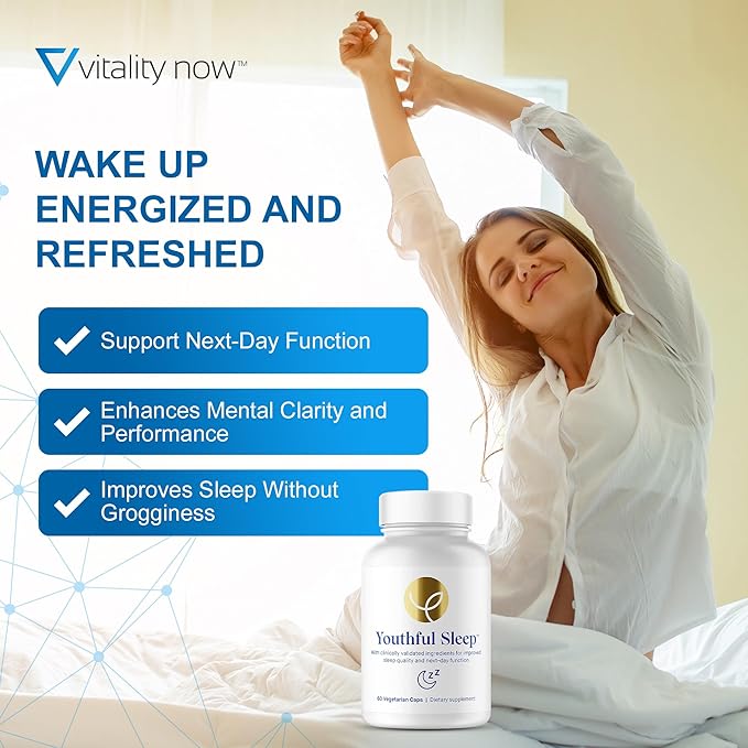 Youthful Sleep | Natural Sleep Support, No Melatonin, Supports Deep Rest and Improved Next-Day Function, Safe for Daily Use | 60 Capsules (1-Month Supply)
