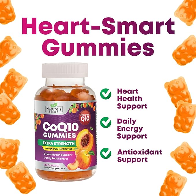 CoQ10 100mg Gummies - 3X Better Absorption, Antioxidant for Heart Health Support & Energy Production, Ultra Coenzyme Q10 Vitamins, Co q 10 Supplement, Dietary Supplement, Non-GMO - 120 CoQ10 Gummies