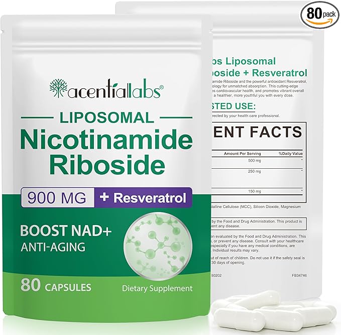 NAD+ Supplement for Women - NMN Alternative with -Liposomal NAD with Resveratrol - High Purity NAD Supplement for Anti-Aging, Energy, Focus - 80 Capsules