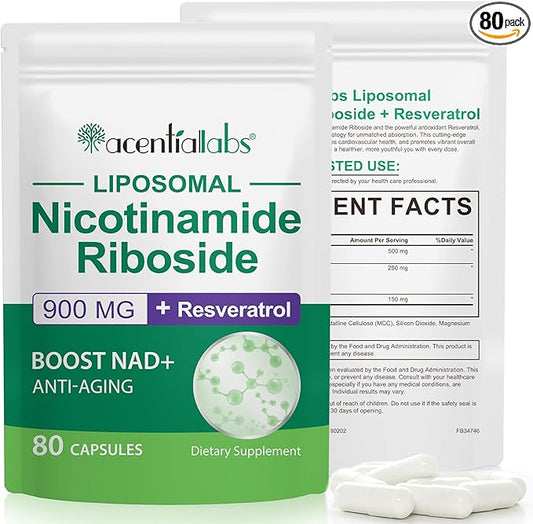 NAD+ Supplement for Women - NMN Alternative with -Liposomal NAD with Resveratrol - High Purity NAD Supplement for Anti-Aging, Energy, Focus - 80 Capsules