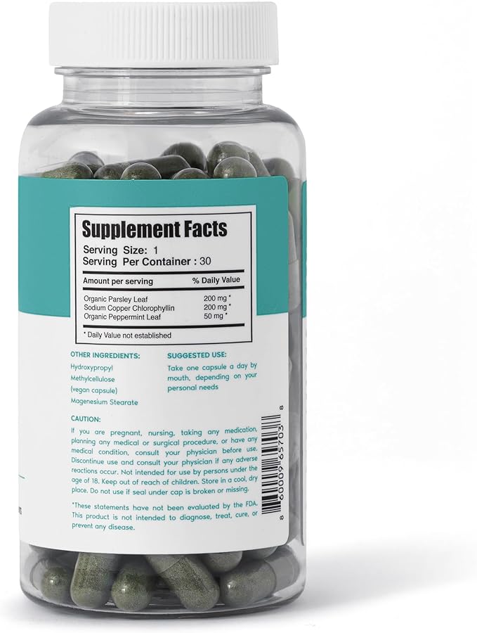 Her Fantasy Box | Body Magic Chlorophyll Capsules - 30 Vegan Capsules for Detox, Digestion, Gut Health, Skin Support, and Oily Skin - Natural Energy Booster (200 mg) (100mg) (200mg)