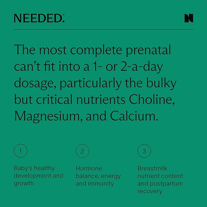 Needed. Multivitamin for Prenatal | Prenatal Multi Essentials Capsule- Pregnancy, Breastfeeding, Postpartum | Expertly-Formulated & Third-Party Tested, Citrus Scent Insert | 30-Day Supply